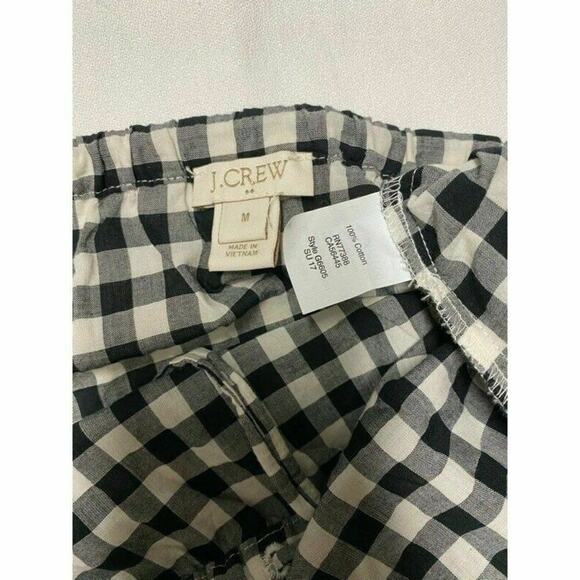 J. Crew Black White Gingham Ruffle sleeve top swinging blouse sz M white black - Picture 3 of 8